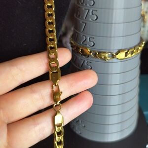 Marked 18K Gold Men's 8mm 24" Chain Necklace And 7.5" Bracelet